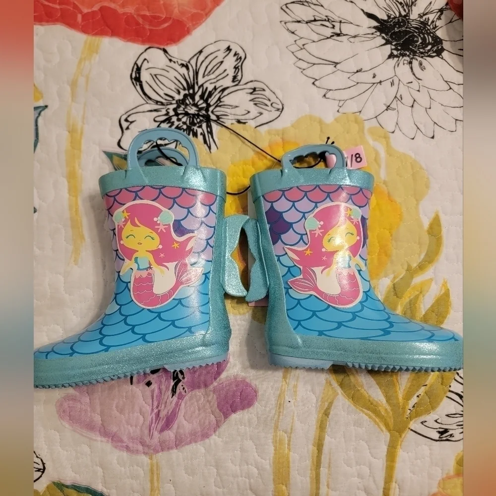 NWT Girls Mermaid Rain Boots